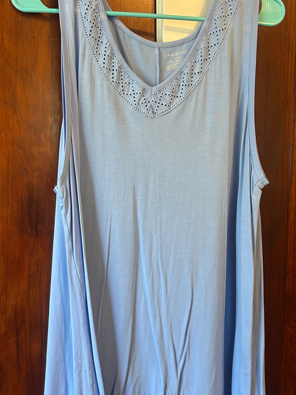 Lane Bryant Soft Light Blue Eyelet V-Neck Tank
